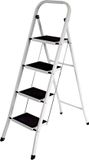 Home Discount® Échelle à 4 marches, acier robuste, pliable, portable avec tapis antidérapant