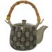 Keramische theepot met roestvrijstalen filter en houten handvat, 17 x 10,5 x 10,5/18 cm, inhoud: 350 ml