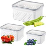 Ibenzoa® Set de boîtes de conservation efficaces avec paniers égouttoirs pour la conservation des fruits et légumes au réfrigérateur
