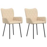 VidaXL Eetkamerstoelen 2 stuks stof crèmekleurig