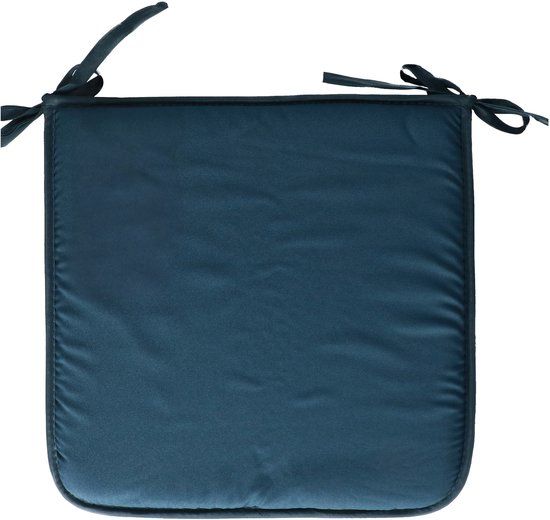 Stof Textile Home stoelkussens - petrolblauw - 38 x 38 x 3 cm