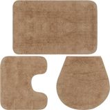 vidaXL Set de tapis de bain tissu beige 3 pièces