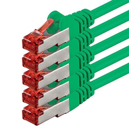 5x 0,25m Cat6 Cat.6 Ethernet-kabel Cat 6-netwerkkabel Patchkabel RJ45 SFTP - Groen