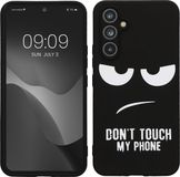 kwmobile Samsung Galaxy A54 5G Hoesje - Wit/Zwart TPU Backcover - Don't Touch My Phone Design