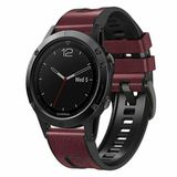 By Qubix - Geschikt voor Garmin bandje - 22mm Quickfit - leer + siliconen bandje - Bordeaux - Geschikt voor Garmin Tactix 8 - 47mm