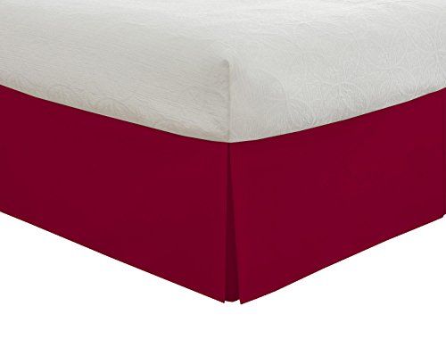 Lux Hotel Tailored Bed Rok Classic 14" Drop Lengte Geplooide Styling, Twin XL, Rood