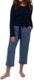 Ammann Dames pyjama Night & Home blauw lange mouw effen 50% Katoen 50% Modal