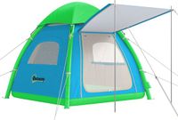 Outsunny Opblaasbare Campingtent-Oxfordstof, TPU-220L x 220B x 200H cm-Lichtblauw