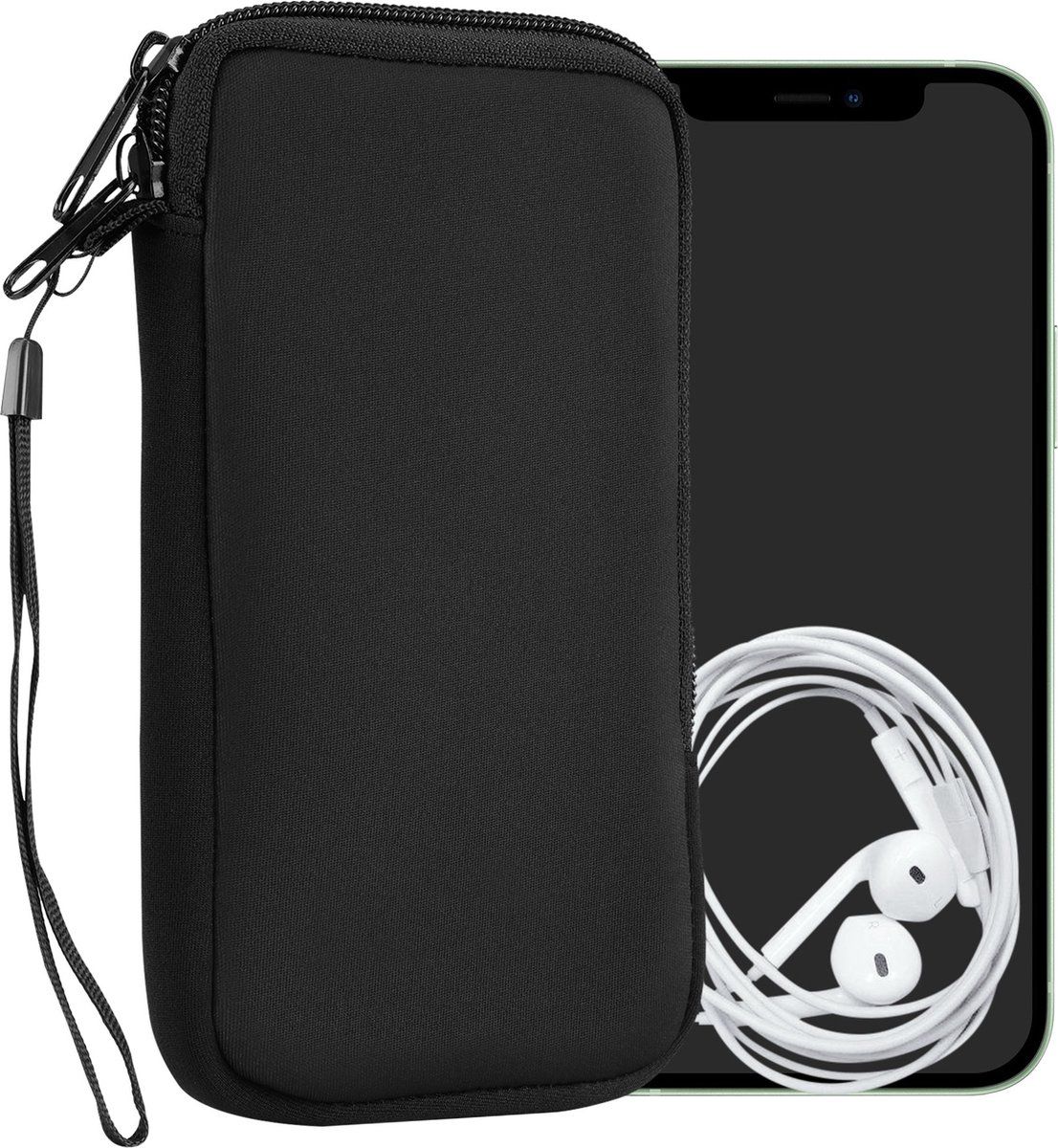 kwmobile Tasje voor smartphones XXL - 7" - Insteekhoesje van neopreen in zwart - Maat: 17,7 x 8,5 cm