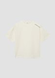 s.Oliver T-Shirt crème korte mouw ronde hals katoen elastaan 134/140