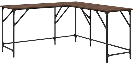 vidaXL Bureau 149x149x75 cm Bewerkt Hout Bruin Eikenkleur