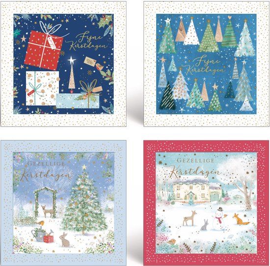 100 Luxe Kerstkaarten en Nieuwjaarskaarten met Enveloppen - 10x10CM