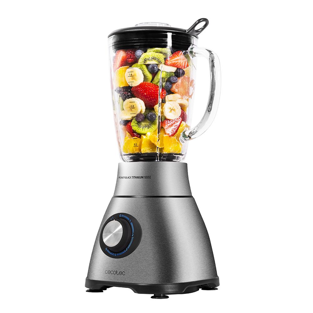 Cecotec Power Black Titanium 1800 Blender - 1800W - Zwart/RVS