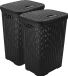 Hega Hogar Wasmand met deksel Rotan - 2x - antraciet