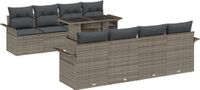 vidaXL Tuinbank - Set - 9 - st - Grijs - poly - rattan