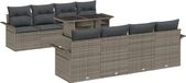 vidaXL Banc de jardin - Set - 9 - pièces - Gris - poly - rotin