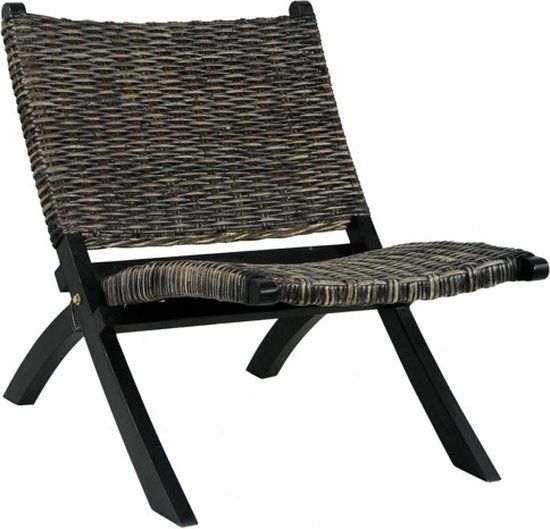 vidaXL Relaxstoel Zwart Rotan