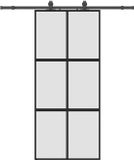 vidaXL Schuifdeur met beslagset, 90x205 cm, gehard glas, zwart
