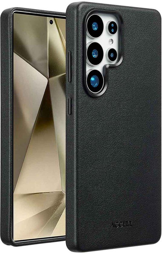 Accezz Leather Backcover met Magnetische Ring voor Samsung Galaxy S25 Ultra - Black