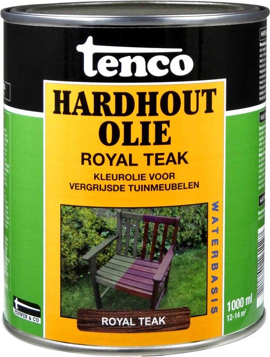Tenco Hardhoutolie Royal Teak - 1 l - Hoogglans - Voor buiten - Hout - Transparant