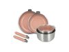 Set de 4 pièces en acier inoxydable et 2 poignées amovibles rose