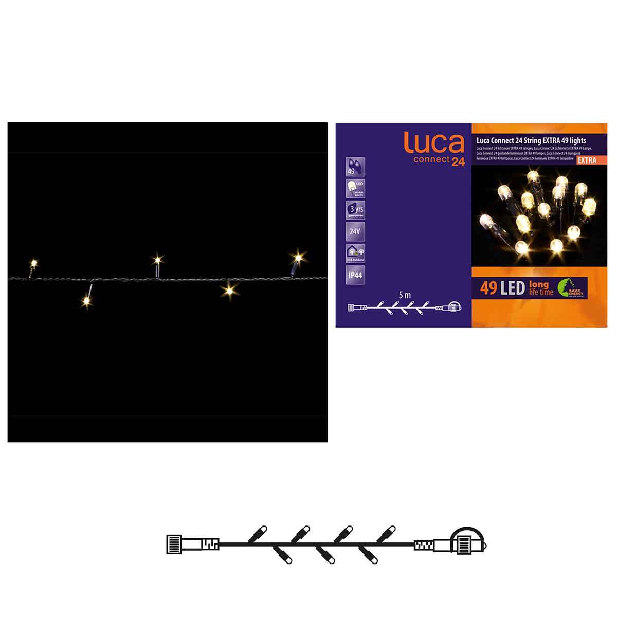 Luca lighting - Snoer L500cm - Connect 24V - Warm Wit LED 49 Lights