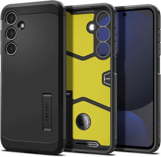 Spigen Tough Armor Hoesje Geschikt voor Samsung Galaxy S24 FE - Back Cover met Kickstand Zwart