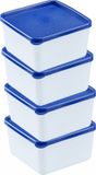 Westmark 4 voedselbewaar-/vriescontainers, 0,5 l, transparant/blauw