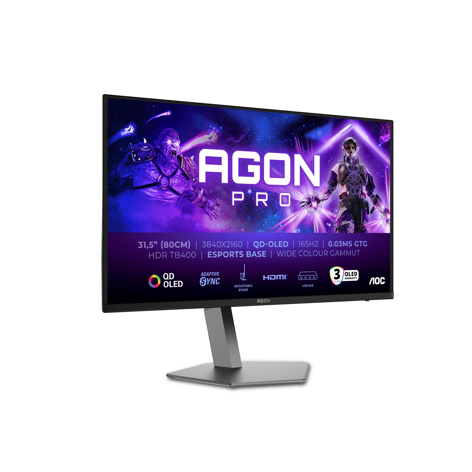 AOC AGON PRO AG326UD 31.5" 4K QDOLED Gaming Monitor - 165Hz, HDMI 2.1