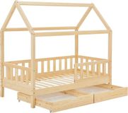 Juskys Kinderbed Marli - 90 x 200 cm - Houtkleur - Incl. bedlades