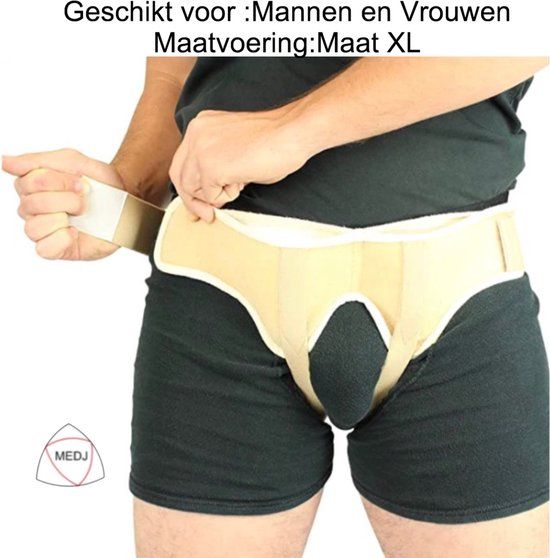 Medj Dubbelzijdige Liesbreukband - XL - Beige - Universeel - 2024