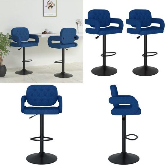 vidaXL Barkrukken 2 st stof blauw