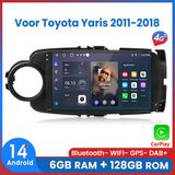 Awesafe Autoradio Convient pour Toyota Yaris 2012-2017 - 6GB+128GB - Processeur 8 cœurs - Apple Carplay & Android Auto sans fil - GPS Navigation 4G WIFI - Support insertion carte SIM 4G