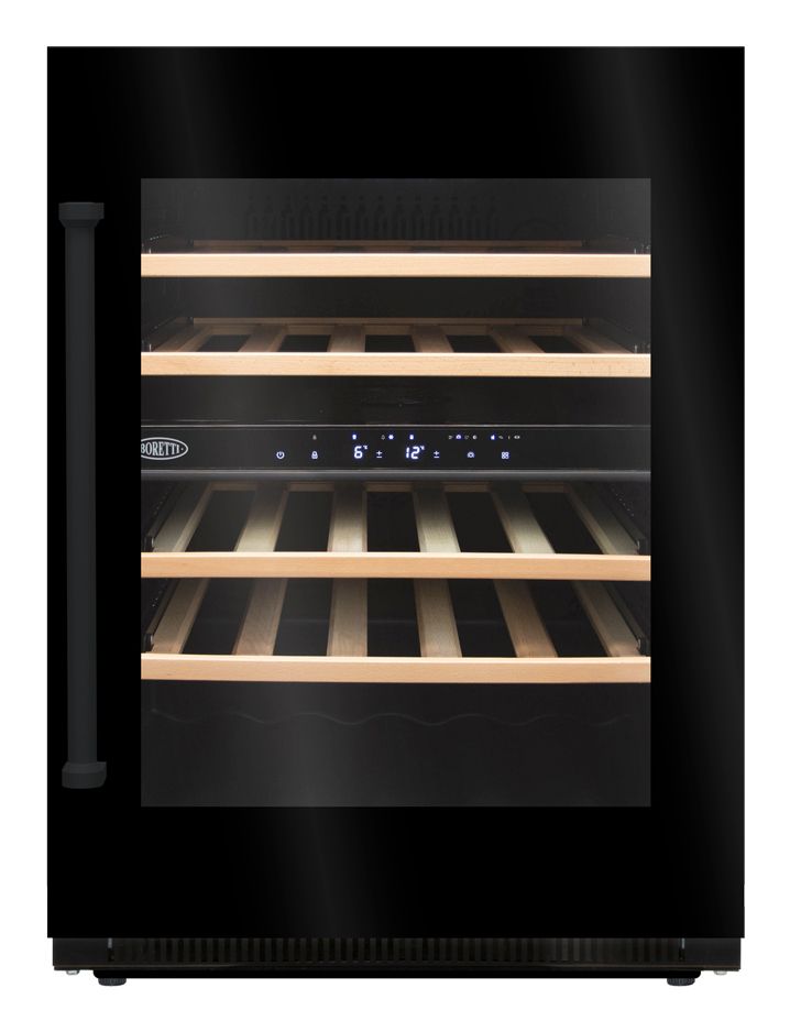 Boretti MLWC82GRZW Wijnklimaatkast inbouw - 35 flessen - 2 zones - Zwart glas