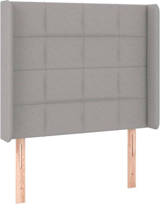 vidaXL Hoofdbord met randen 103x16x118/128 cm stof lichtgrijs
