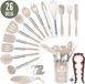 COOCK Set d'ustensiles de cuisine en silicone avec support XL - 26 pièces - Beige