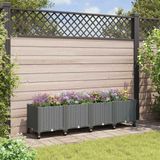 vidaXL Jardinière à roulettes Gris clair 160 x 40 x 44 cm PP