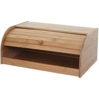 HWC Broodtrommel HWC-B80, broodtrommel broodmand broodopslag, bamboe roldeksel ~ 17x40x28cm, zonder lade