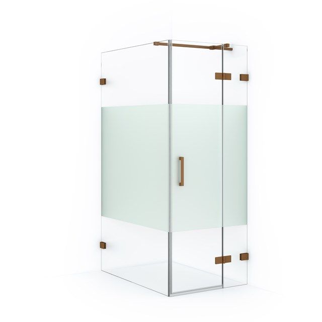 Maxaro Douchecabine Diamond 120x80cm 8mm Helder Veiligheidsglas met Matte Strook Koper