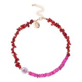 Life of Bulu ketting Happy Stone roze/rood