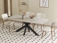 APOLIRI Table repas rectangulaire 180 cm beige brillant