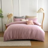 TRANKIELO® - Ensemble de literie 200 x 220 cm - Microfibre rose avec fermeture éclair - Lavable en machine et infroissable