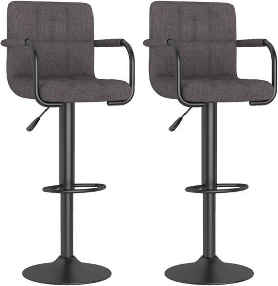 vidaXL Barkrukken - 2 stuks - Stof - Taupe