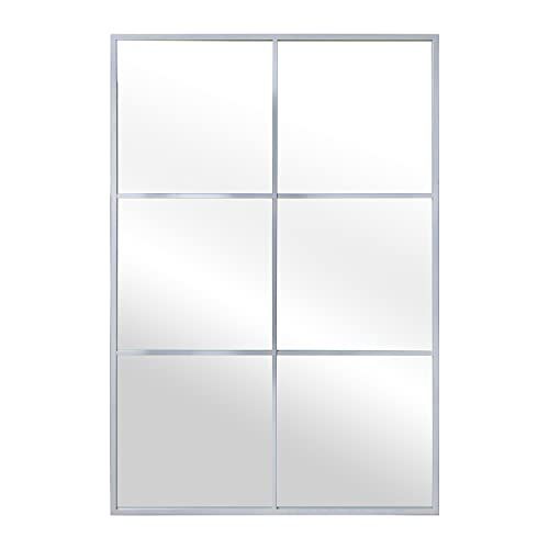 DRW Rechthoekige wandspiegel van wit metaal, 80 x 2 x 120 cm