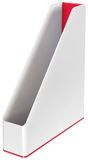 Leitz WOW 53621026 Staande A4, 4-pack, voor het opbergen van documenten en tijdschriften, ideaal voor kantoor, thuiskantoor en school, tweekleurig design, duo-kleur, wit/rood