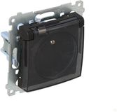 Simon 54 Prise de courant avec terre pour version IP44 sans joint (module) 16A, 250V~, connexions à vis, volet transparent, noir mat