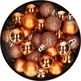 Cosy & Trendy Christmas - 60x kerstballen - koper - 3 cm - kunststof - matte glanzende glitter afwerking