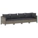 VidaXL set de salon de jardin 4 pièces avec coussins, gris, poly rotin