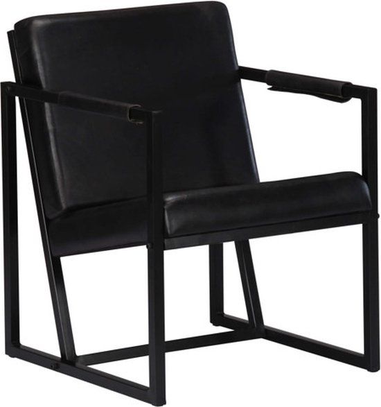 vidaXL Fauteuil Echt Leer Zwart