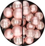 Kaemingk B.V. Boules de Noël - plastique - 28x pièces - rose clair - 4 et 6 cm